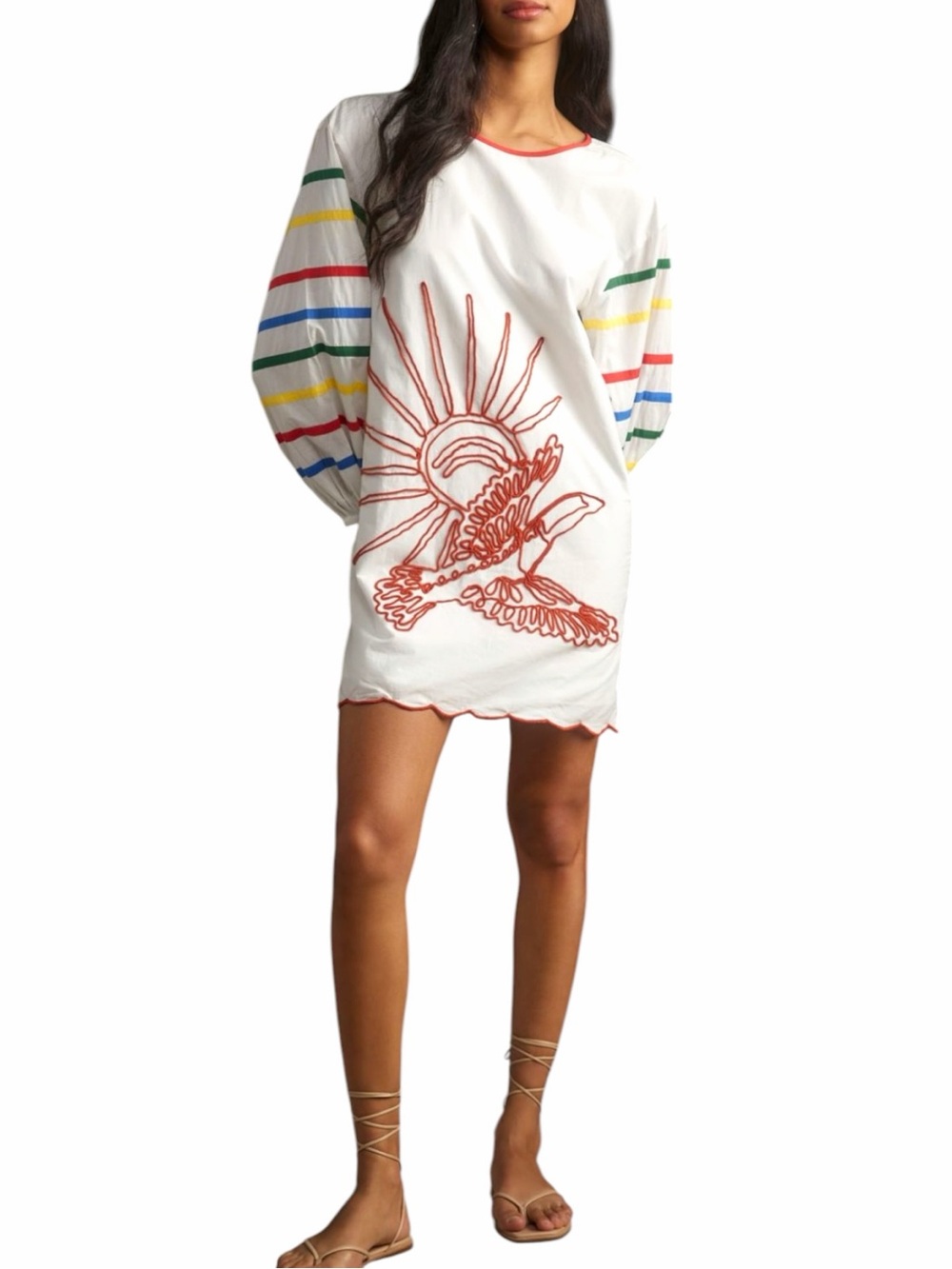 NEW FARM RIO For ANTHROPOLOGIE Long-Sleeve Scallop Mini Dress Size XS
